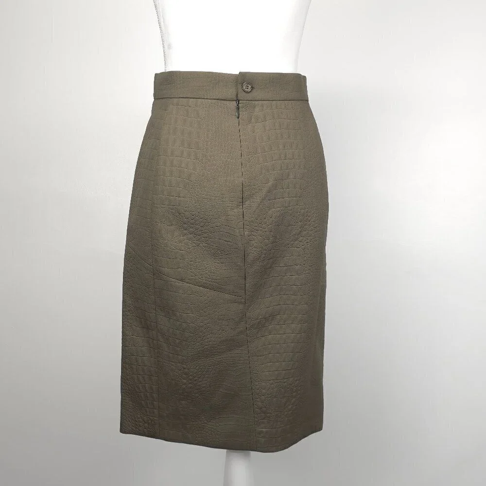 M MISSONI Green Knee Length Pencil Skirt with Animal Embossing